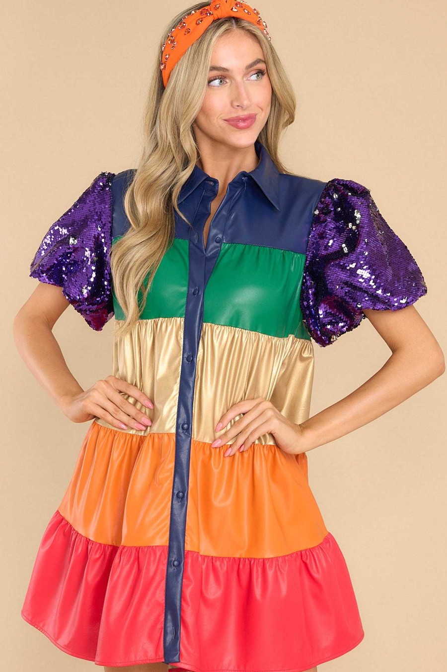 Clothing Red Dress Mini Dresses | All Dolled Up Rainbow Stripe Dress Multi