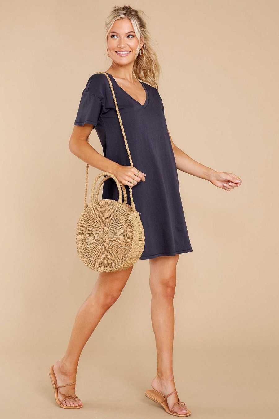 Clothing Z Supply Mini Dresses | Birdie Organic Mini Dress Washed Black