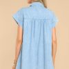 Clothing Red Dress Mini Dresses | Achieve Greatness Chambray Dress Light Wash