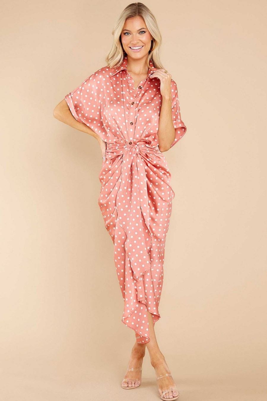 Clothing Red Dress Maxi Dresses | Brunch Date Maxi Dress Rose Pink Polka Dot