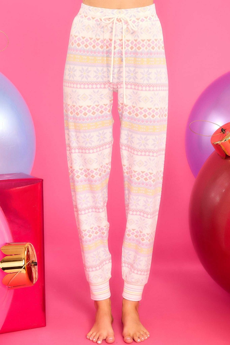 Clothing PJ Salvage Pajama Sets | Nordic Nights Multi Print Pj Pants White
