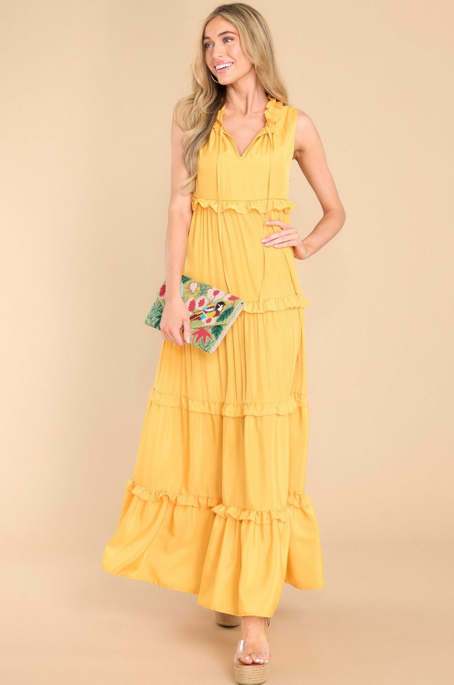 Clothing Aura Maxi Dresses | When I Look At You Sunset Maxi Dress Yellow