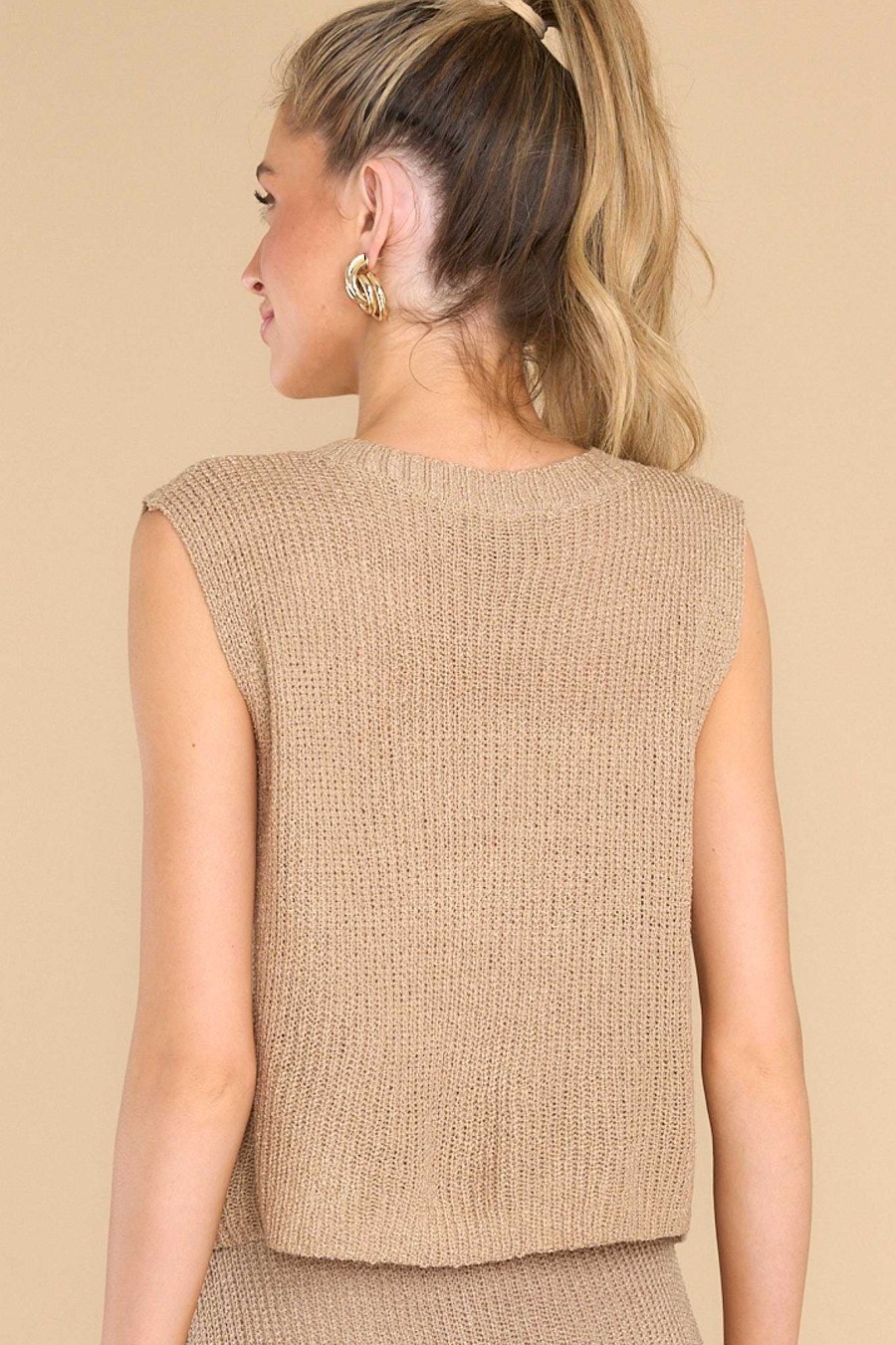 Clothing Red Dress Casual Tops | All The Same Sweater Vest Taupe