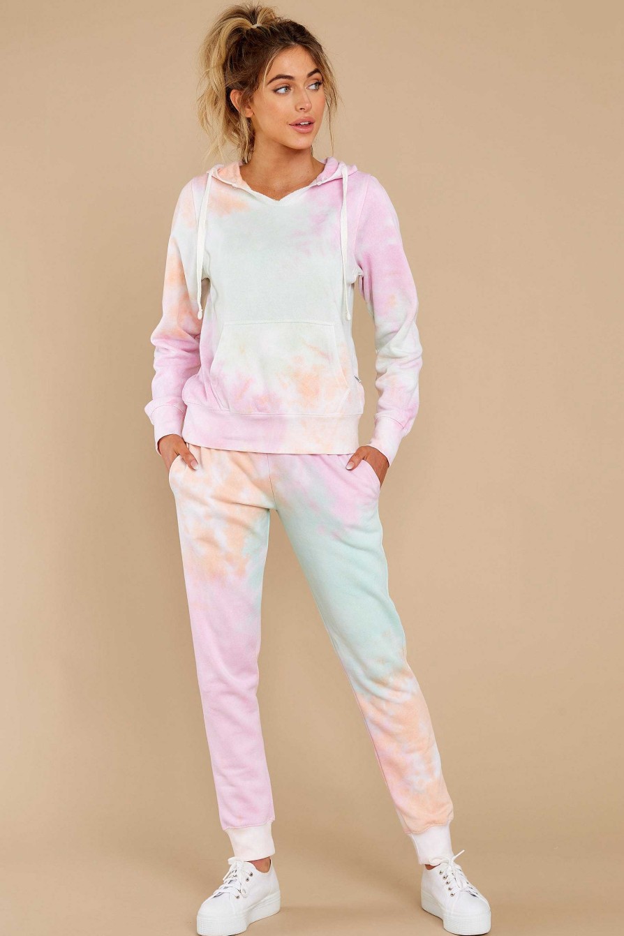 Clothing Red Dress Sweatshirts & Hoodies | Sunset Talks Multi Tie Dye Hoodie Mint Raspberry
