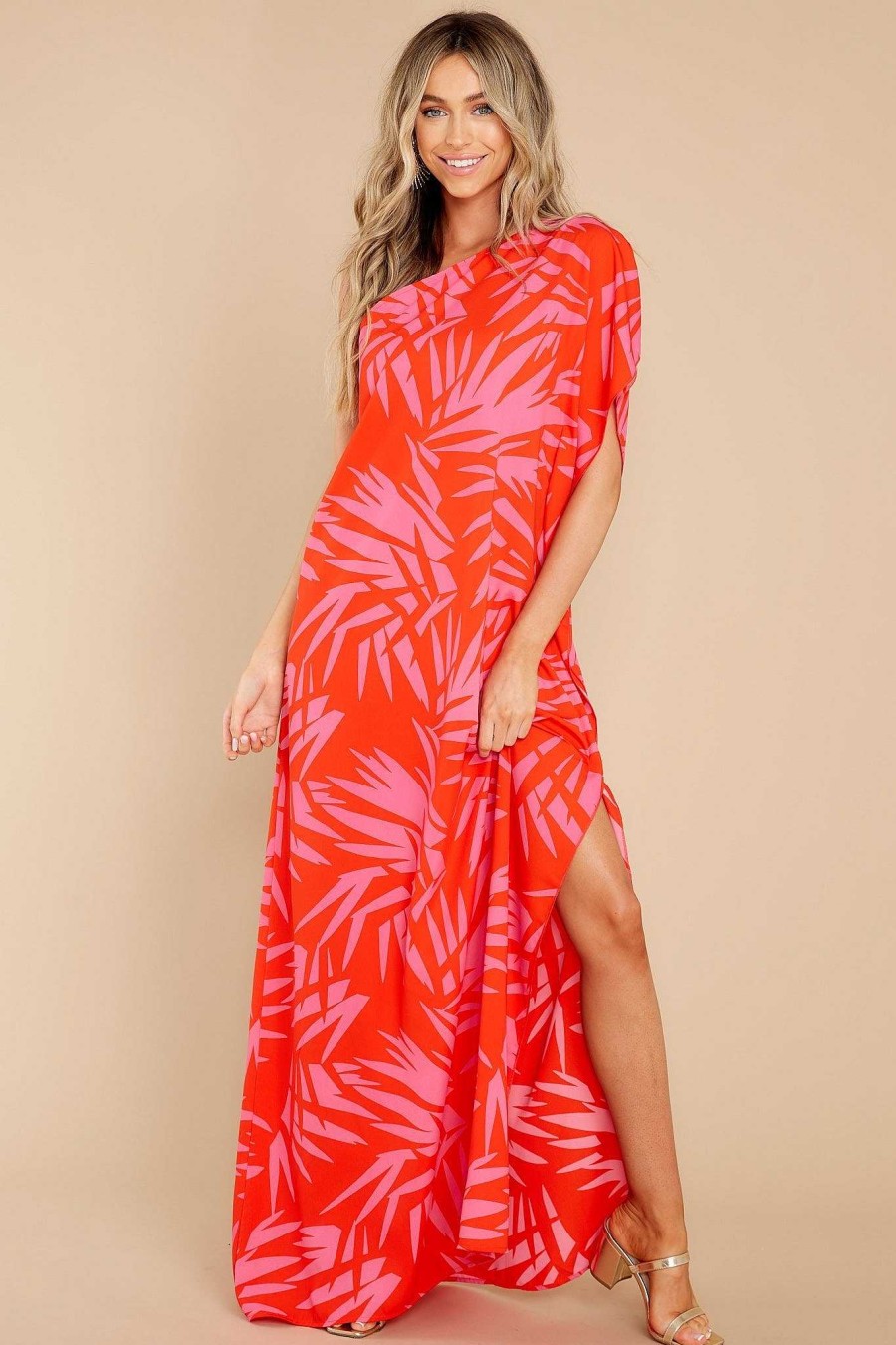 Clothing Red Dress Maxi Dresses | Take The Heat Print Maxi Dress Red