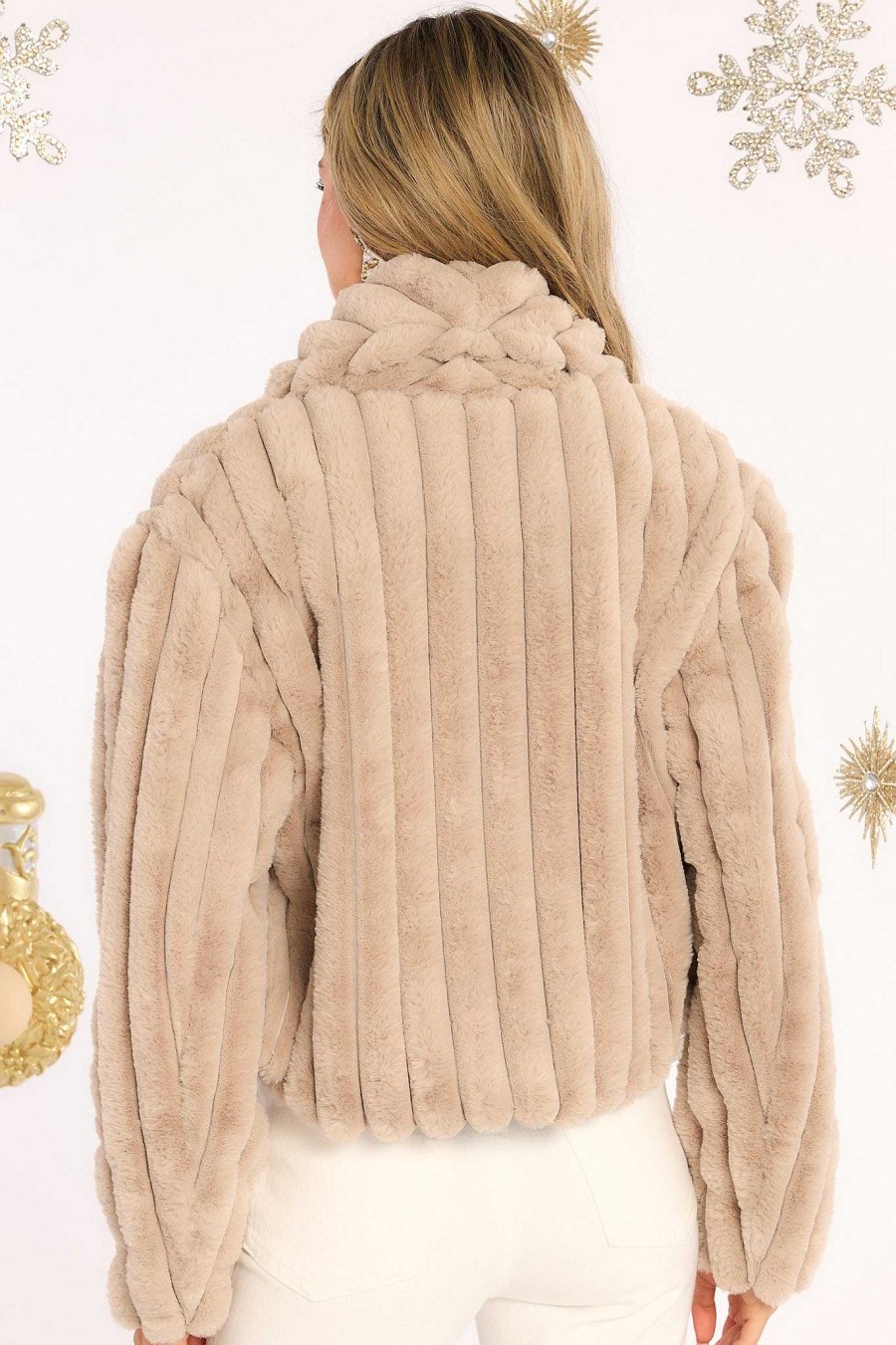 Clothing Blank NYC Jackets | Angel Heart Faux Fur Jacket Taupe