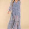 Clothing Meet Me In Santorini Maxi Dresses | Tula Floral Print Maxi Dress Blue