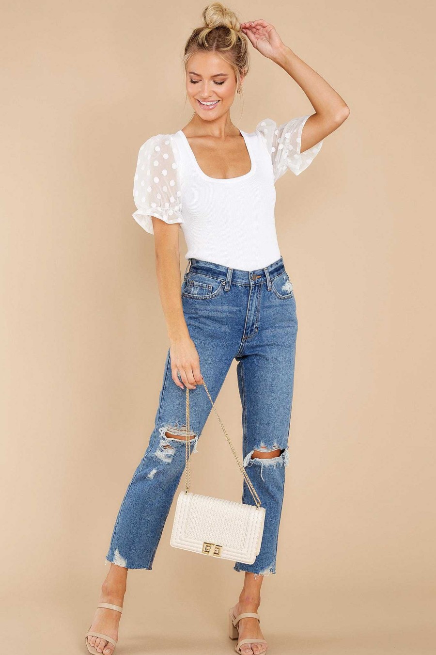 Clothing Red Dress Blouses & Shirts | Exceptionally Lavish Off Top White