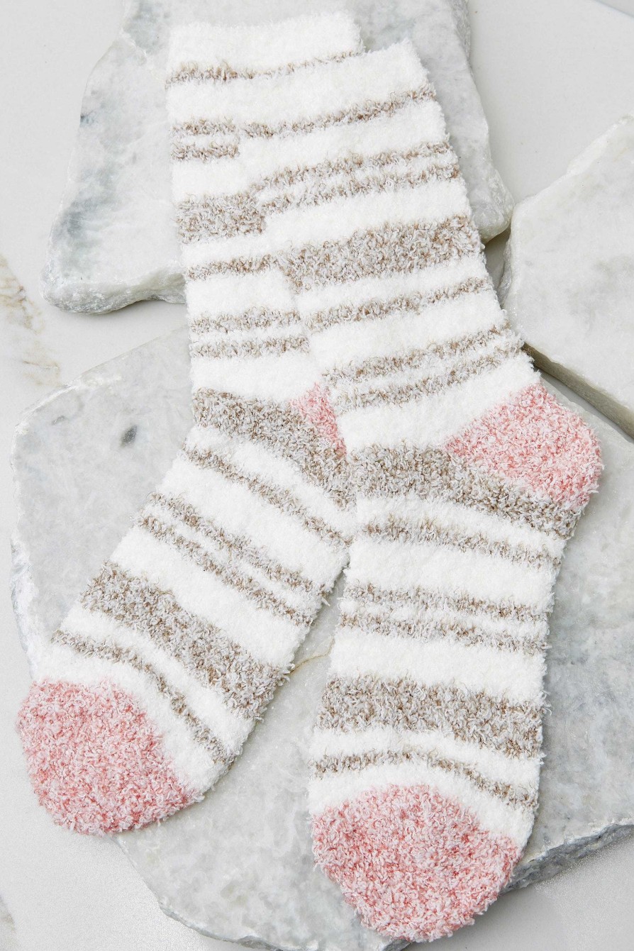 Accessories Z Supply Tights & Socks | Stripe Plush Socks White