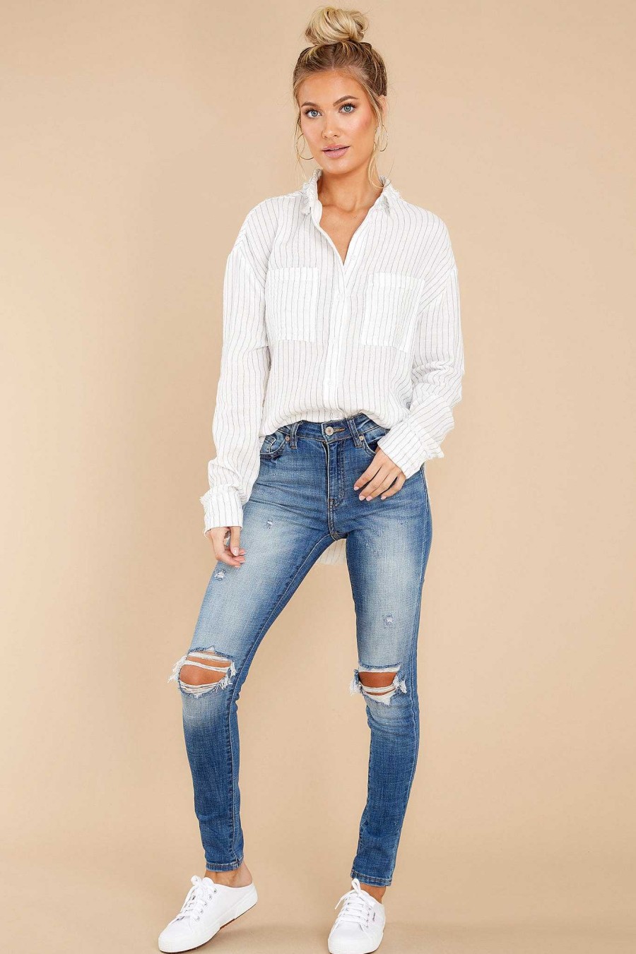 Clothing Red Dress Blouses & Shirts | Keep It Classic Stripe Top Off White
