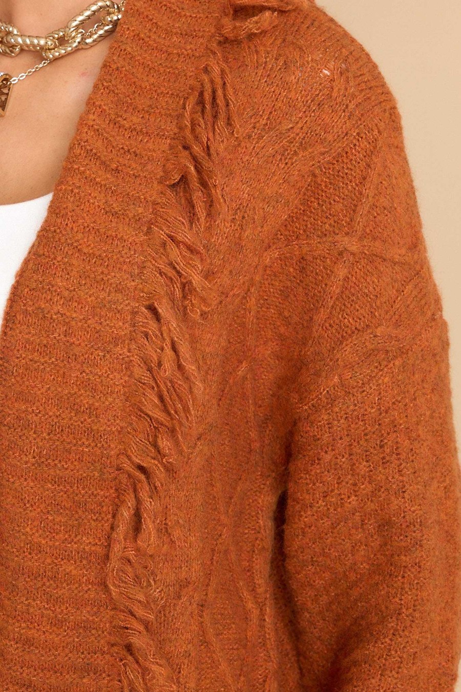 Clothing Red Dress Sweaters | Fight The Feeling Cardigan Light Rust