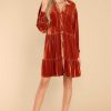 Clothing Aura Mini Dresses | Flaming Embers Faux Velvet Dress Ginger