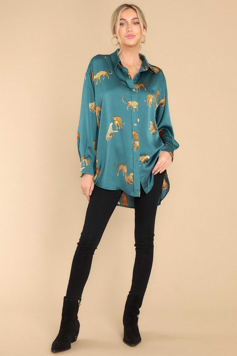 Clothing Red Dress Casual Tops | Into The Wild Green Top Emerald