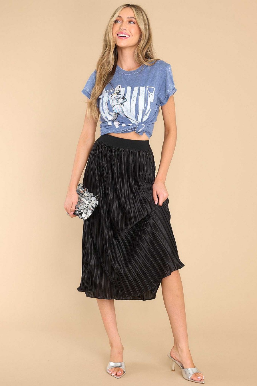Clothing Red Dress Skirts | Try And Try Again Pleated Midi Skirt Black