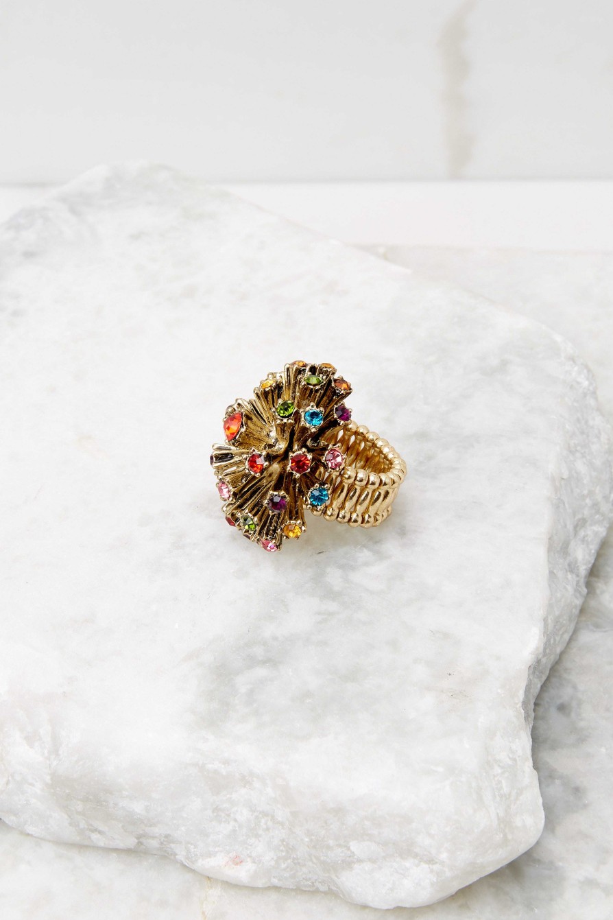 Jewelry Red Dress | Burst Of Happiness Multi Ring Gold
