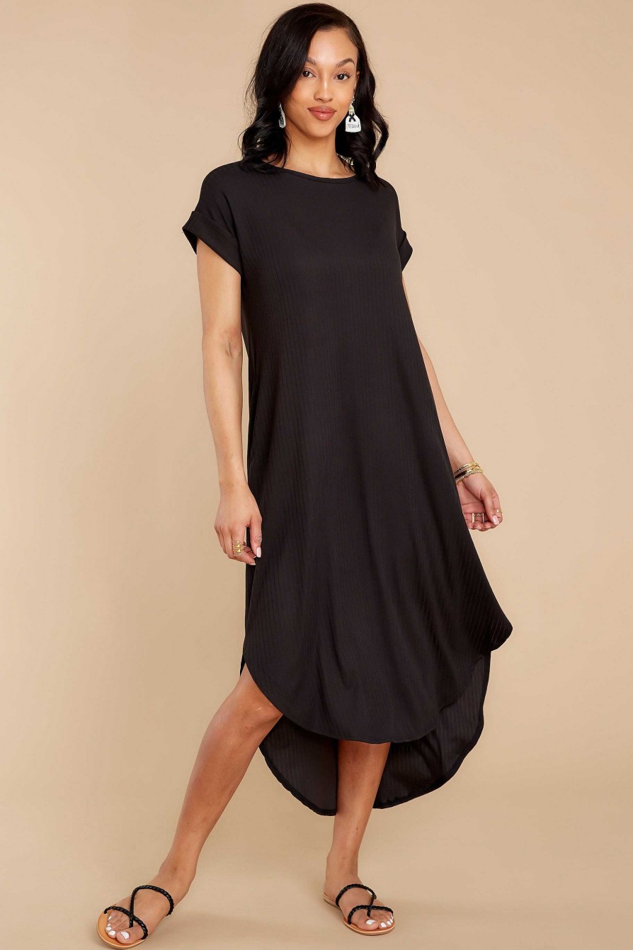 Clothing Red Dress Midi Dresses | Come Away With Me Midi Dress Black