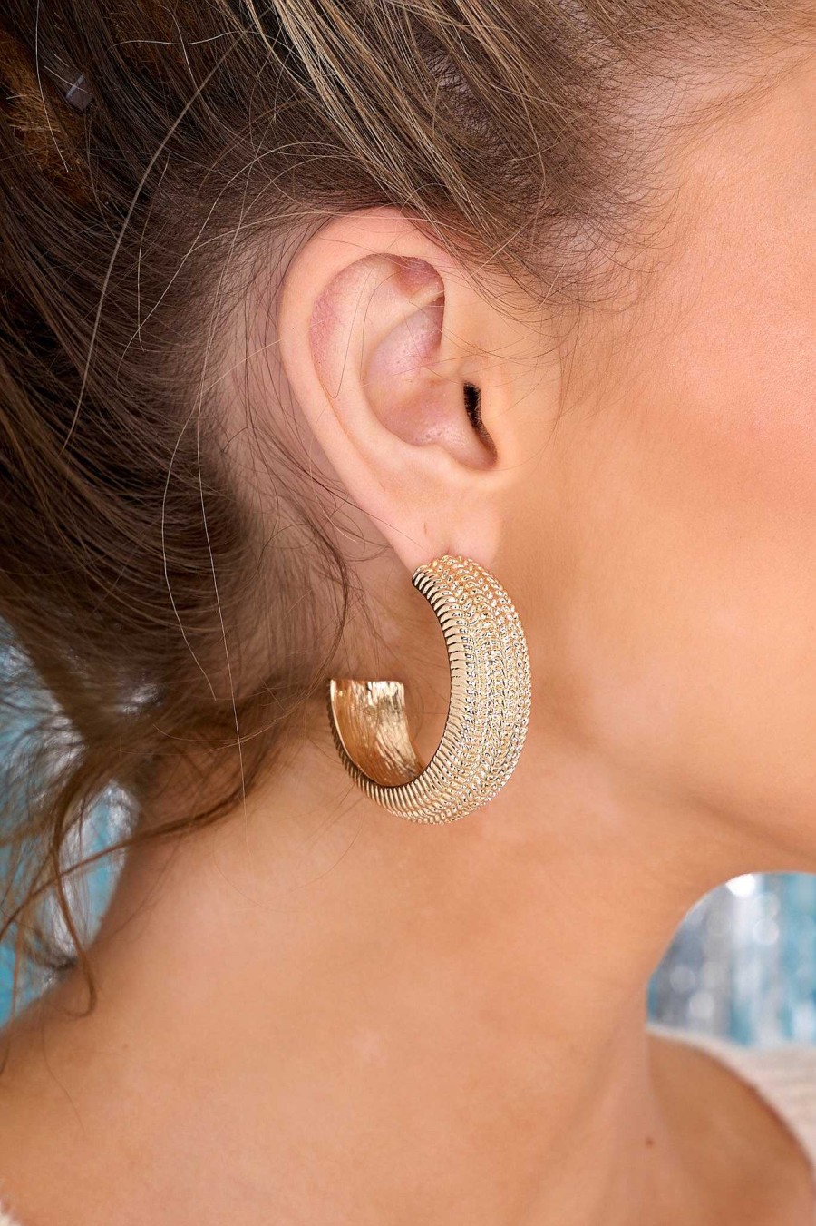 Jewelry Red Dress | You'Re Stalling Hoop Earrings Gold