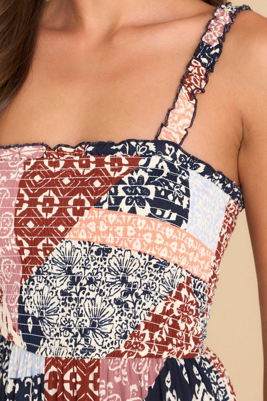 Clothing Red Dress Jumpsuits | Long Weekends Patchwork Jumpsuit Rust