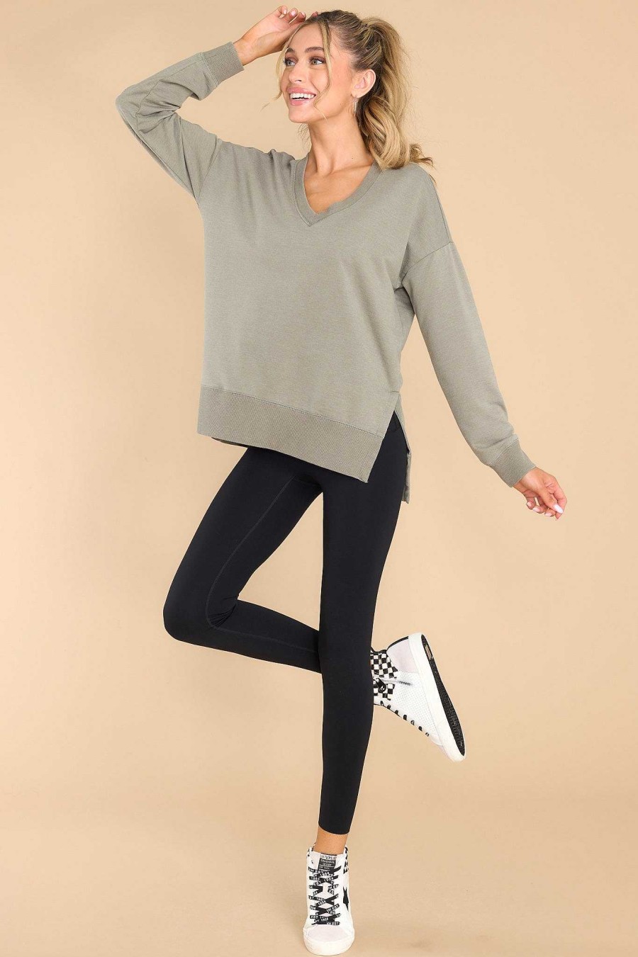 Clothing Z Supply Sweatshirts & Hoodies | Modern Evergreen V-Neck Weekender Light Sage