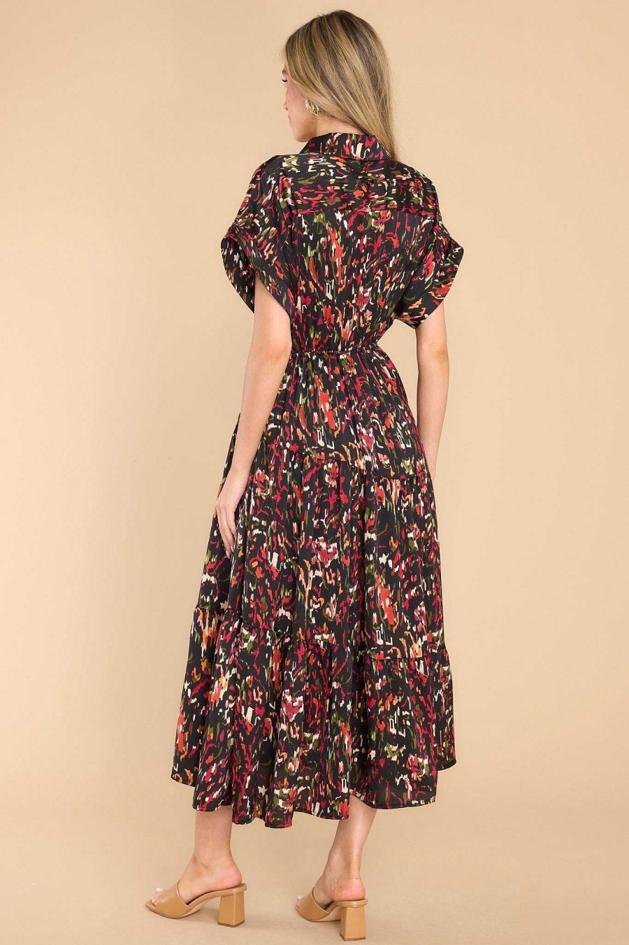 Clothing Red Dress Midi Dresses | On Your Time Midi Dress Black