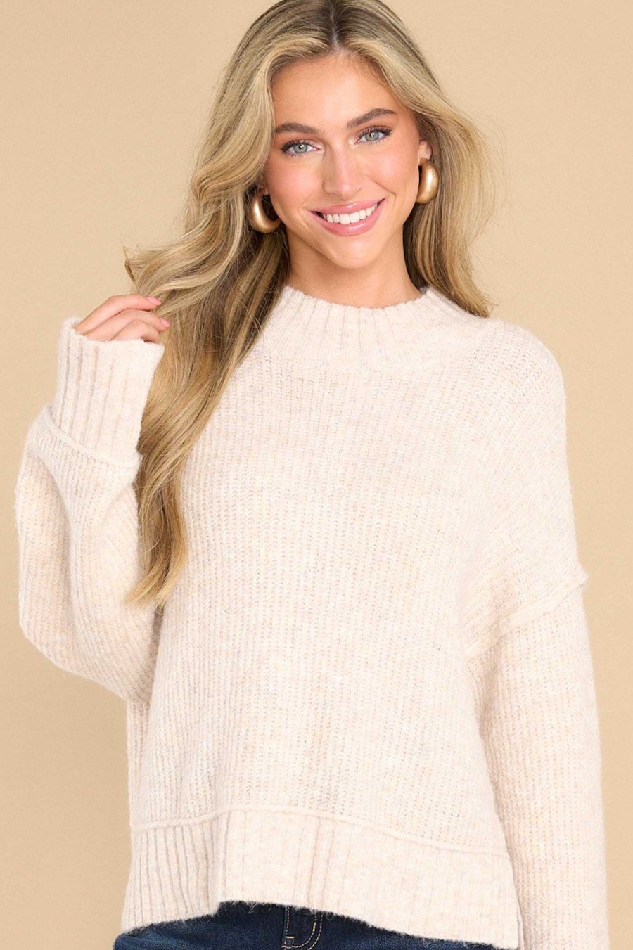 Clothing Red Dress Sweaters | That'S So Nashville Oatmeal Sweater Beige