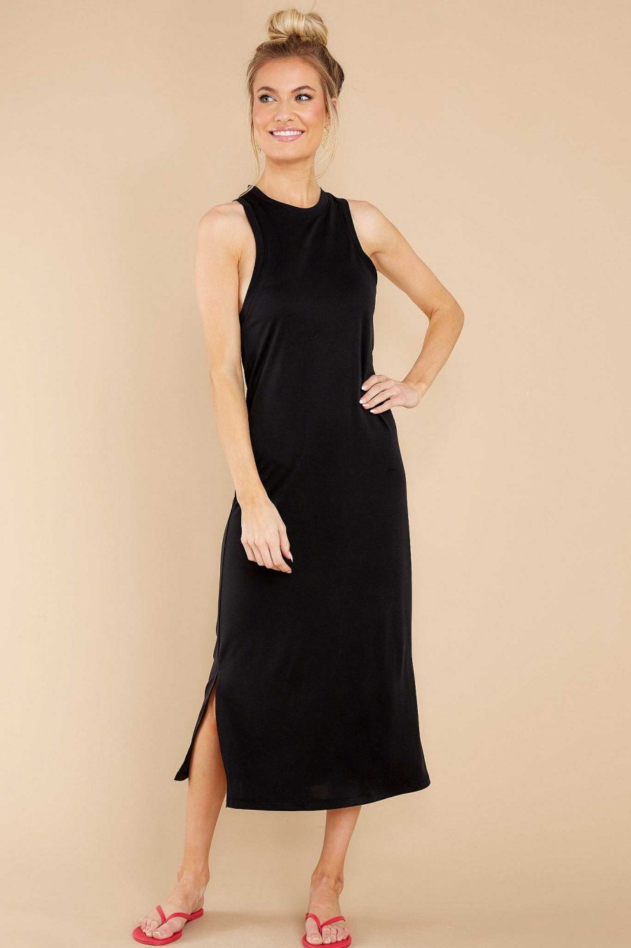 Clothing Red Dress Midi Dresses | She'S A Keeper Midi Dress Black