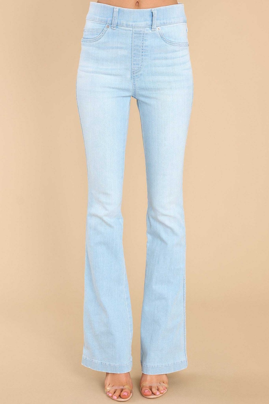 Clothing Spanx Clean Denim | Retro Pull On Stretch Flare Jeans Light Wash