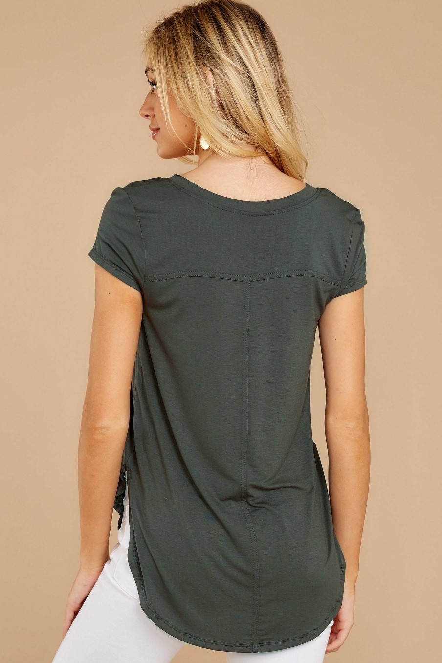 Clothing Z Supply Tees | The Mya V Neck Tee Dark Shadow