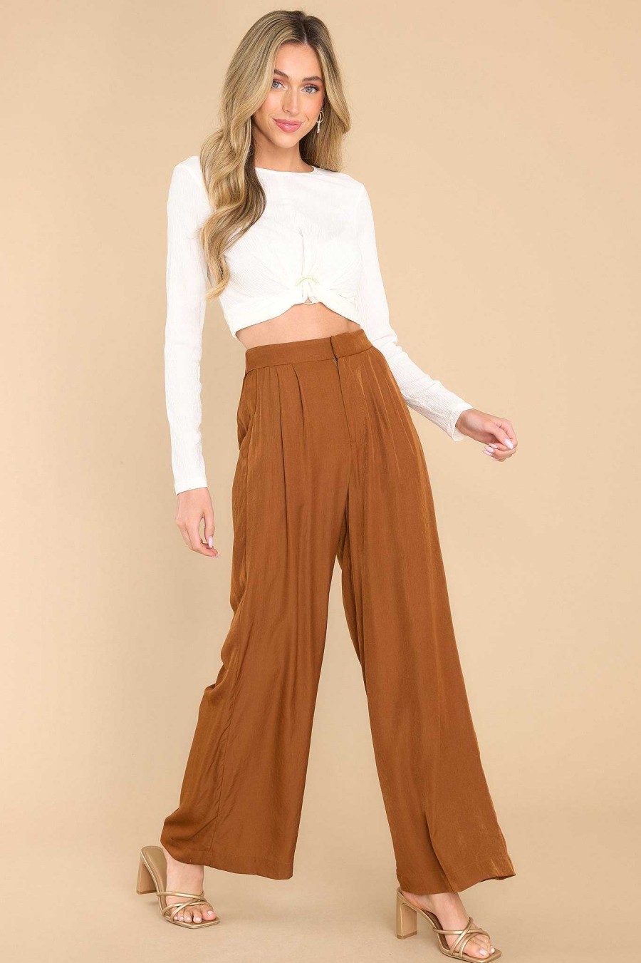 Clothing MINKPINK Pants | Eva Wide Leg Pants Toffee