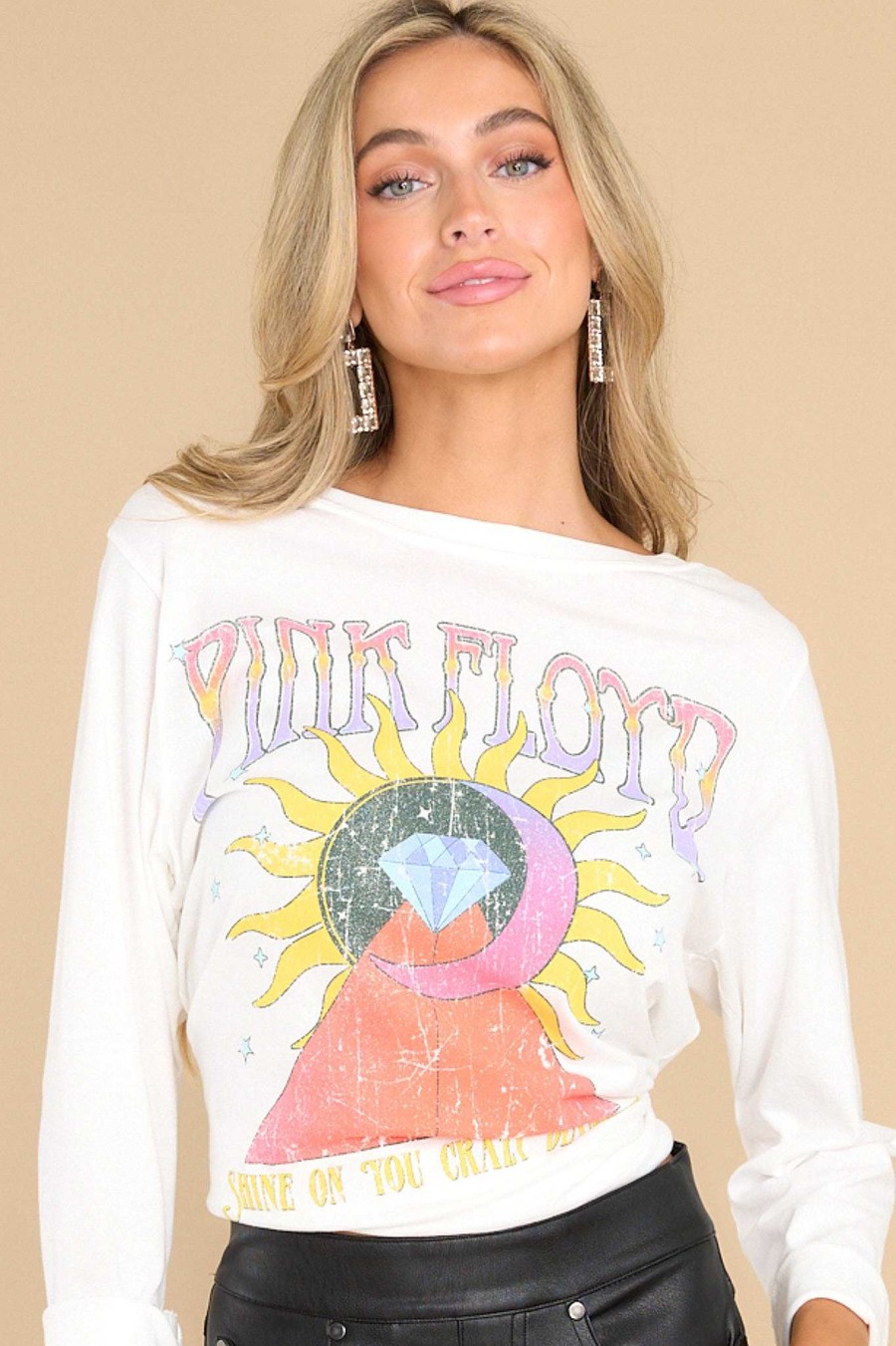 Clothing Recycled Karma Casual Tops | Pink Floyd Shine On You Crazy Diamond Tee White
