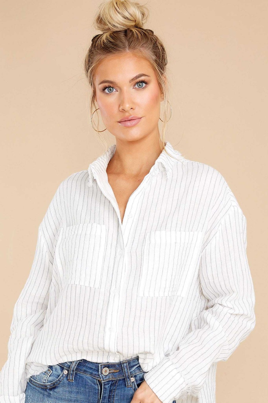 Clothing Red Dress Blouses & Shirts | Keep It Classic Stripe Top Off White