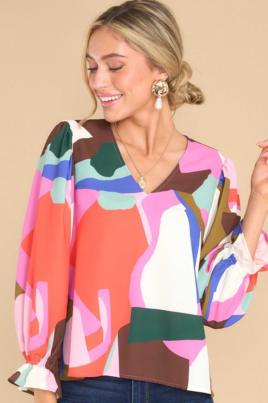 Clothing Crosby by Mollie Burch Casual Tops | Jaimie Multi Print Top Shape Shifter