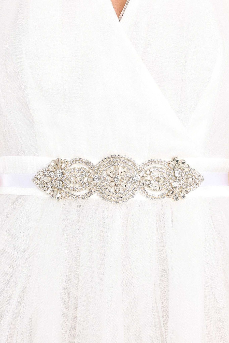 Accessories Red Dress Belts | Glam Moment Crystal Belt Silver