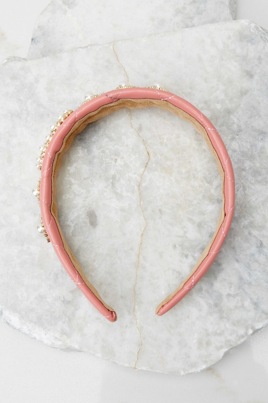 Accessories Red Dress Hair Accessories | Shining And Chic Pearl Headband Pink