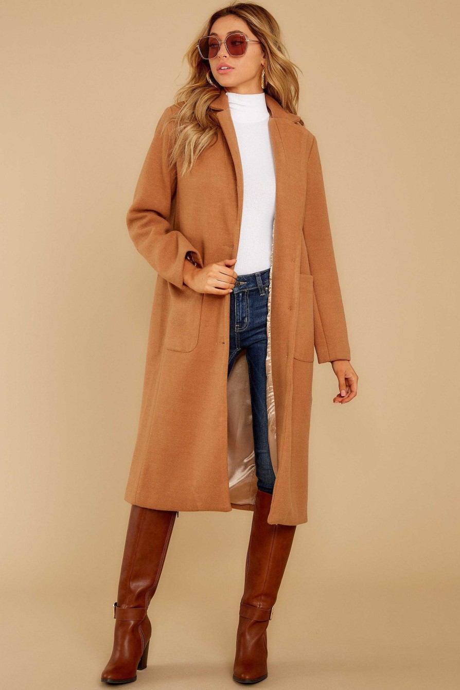 Clothing Red Dress Coats | Take Charge Camel Coat Beige