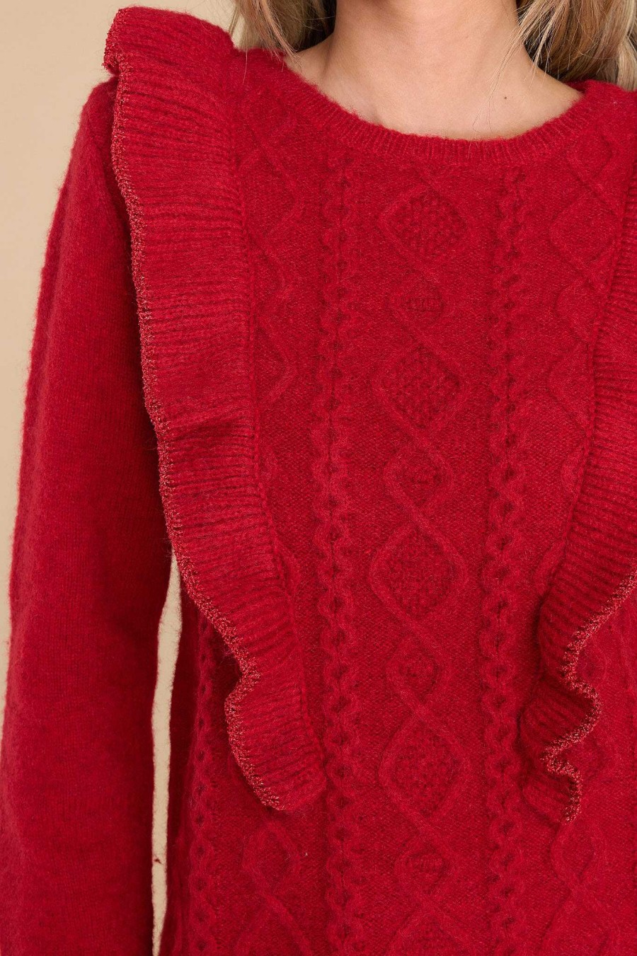 Clothing Red Dress Casual Tops | Fire Away Sweater Ruby Red