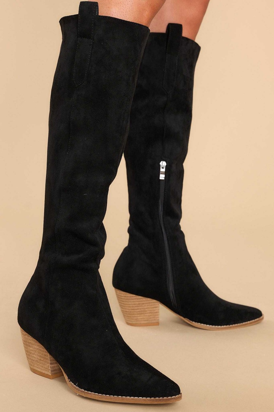 Shoes Red Dress High Heel Boots | It'S Been Real Boots Black
