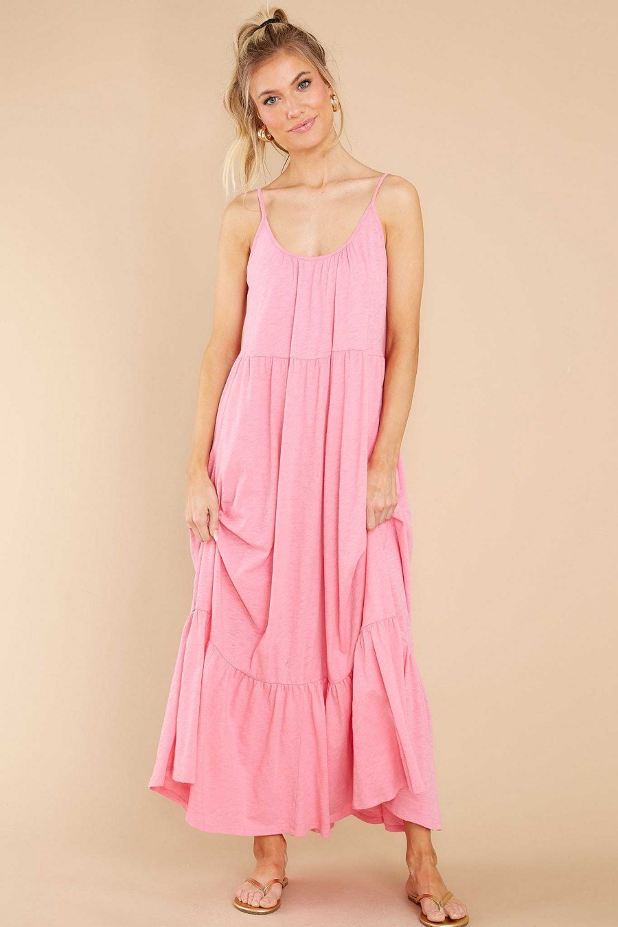 Clothing Z Supply Maxi Dresses | Lido Slub Maxi Dress Flamingo