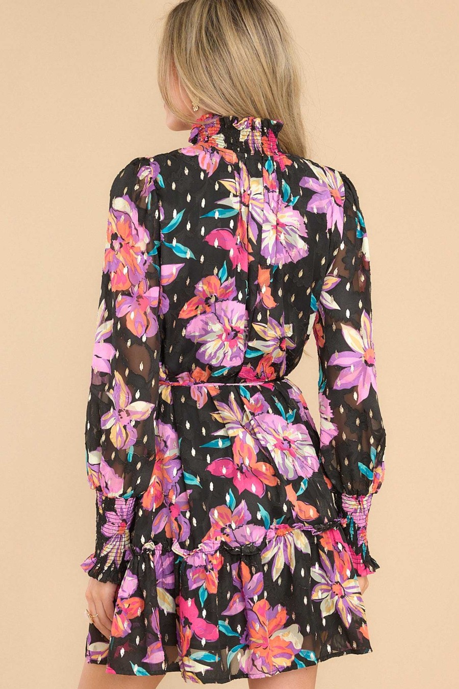 Clothing Red Dress Mini Dresses | I'D Choose You Floral Print Dress Black