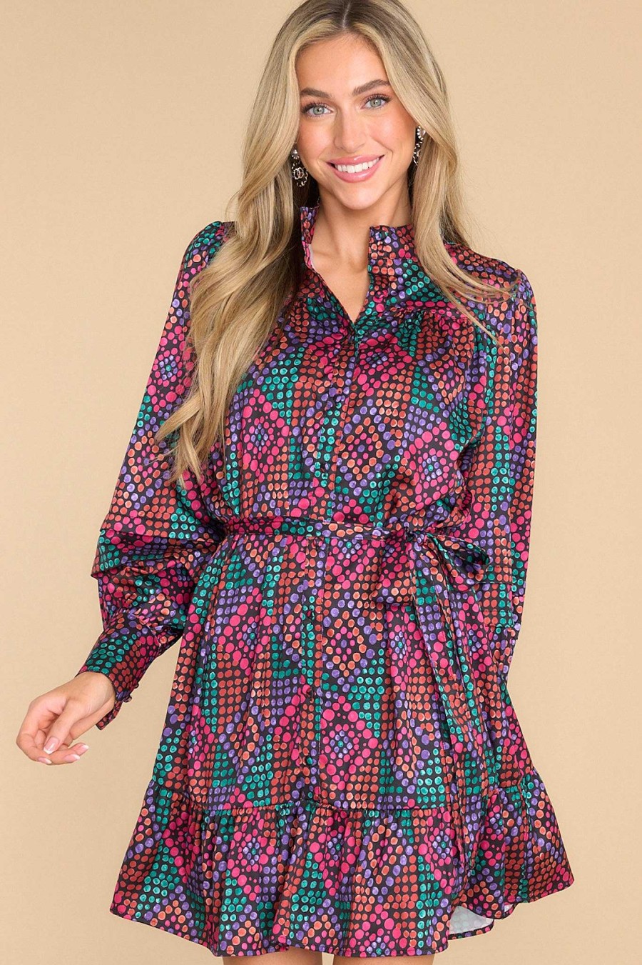 Clothing Red Dress Mini Dresses | Just One Of Me Multi Print Dress Black