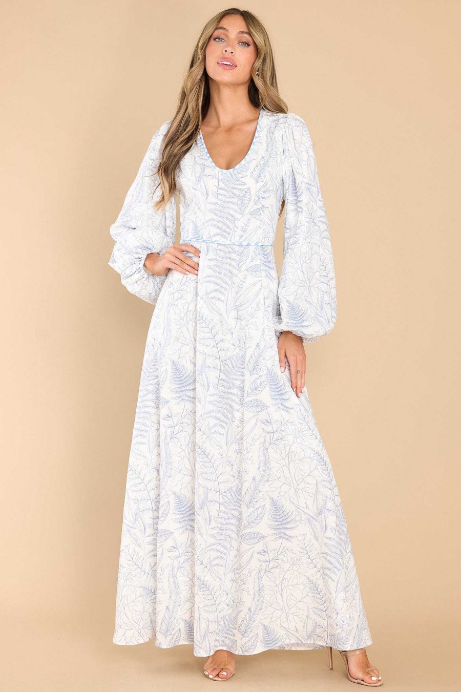 Clothing Aura Maxi Dresses | Practicing Peaceful Print Maxi Dress Blue