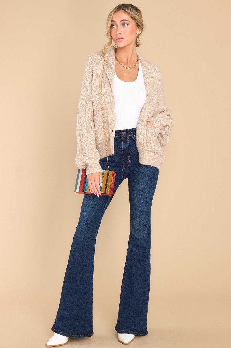 Clothing Red Dress Cardigans | Cool Perfection Taupe Cardigan Brown