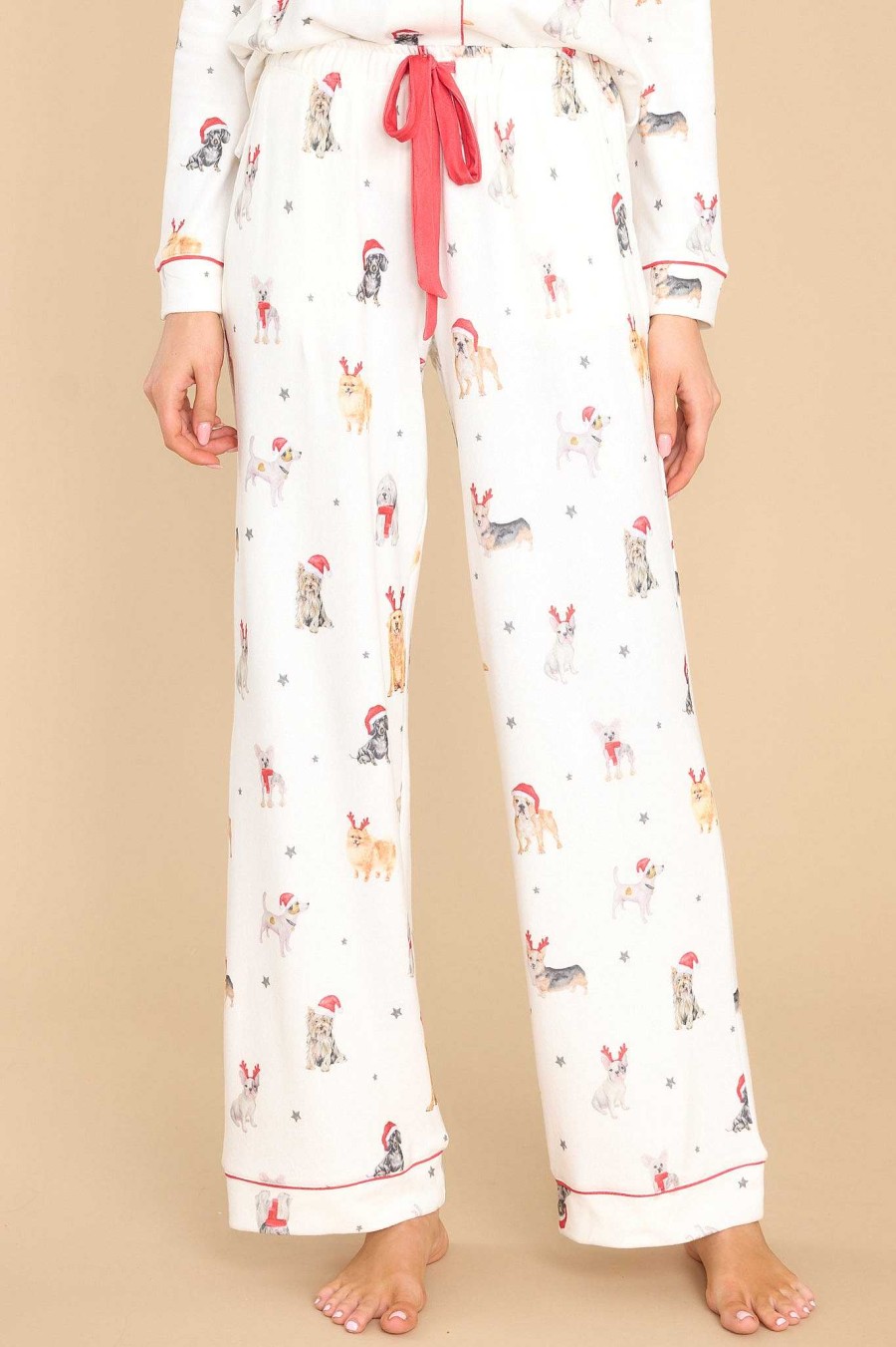 Clothing PJ Salvage Matching Sets | Stars & Paws Pj Pants Ivory