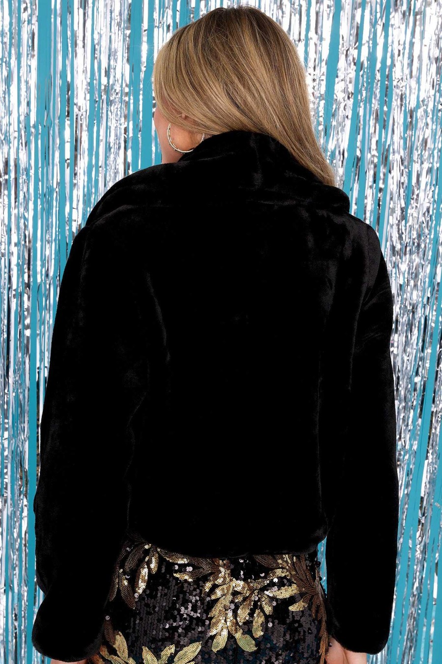 Clothing Blank NYC Coats | Frosted Elegance Be My Guest Faux Fur Coat Black