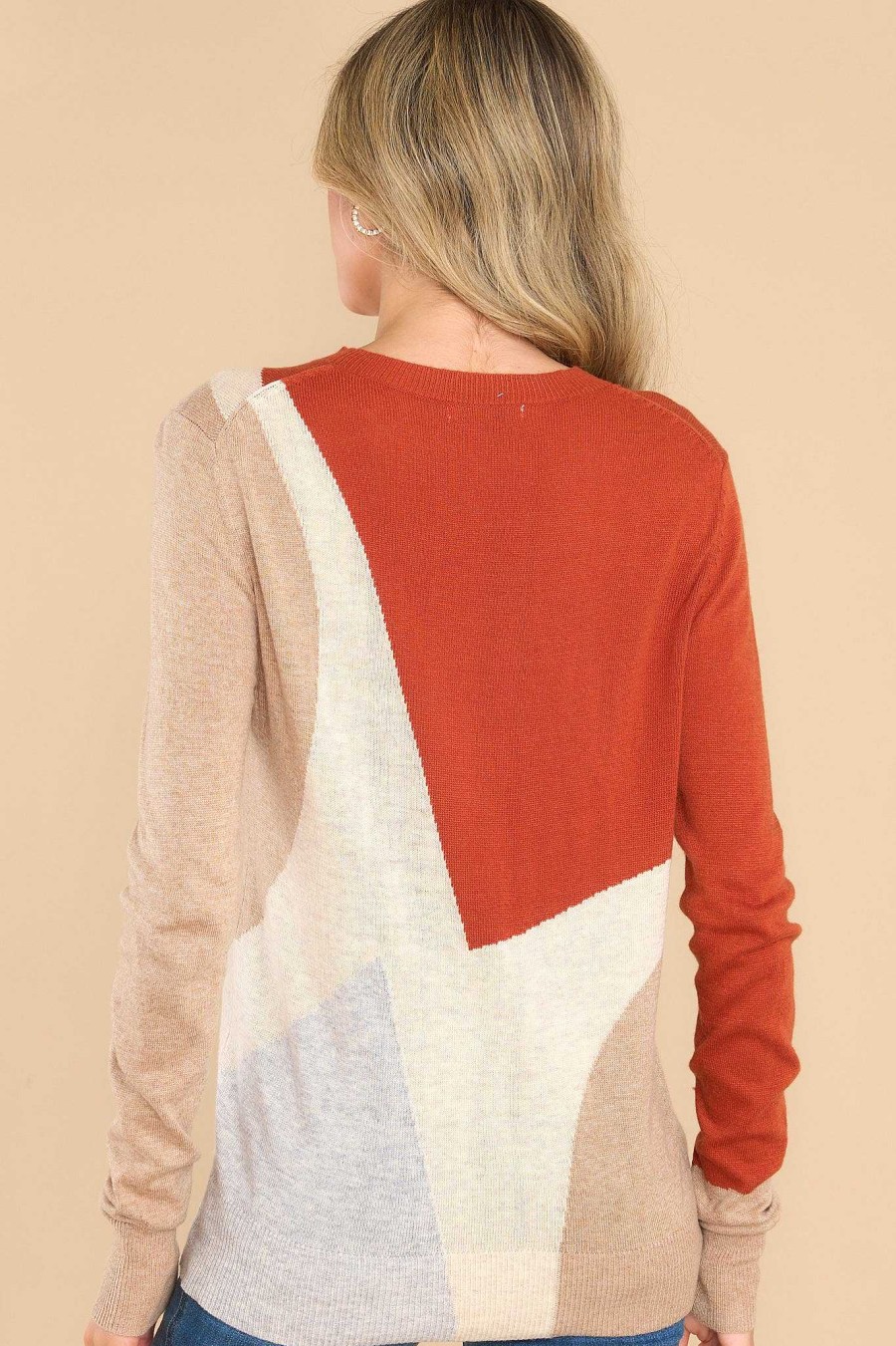 Clothing Red Dress Casual Tops | In My Head Sweater Rust
