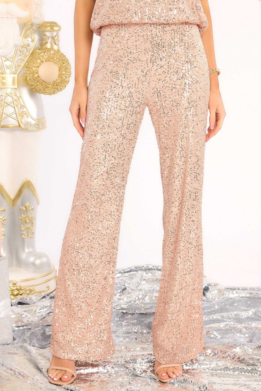 Clothing Red Dress Pants | Impressively Iconic Sequin Pants Rose Gold