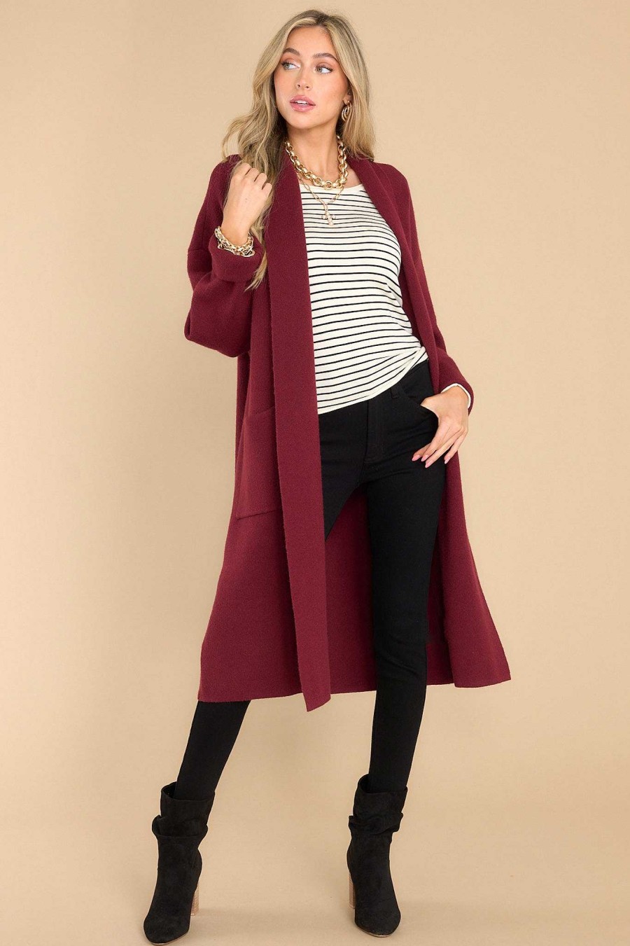 Clothing Red Dress Cardigans | In My Cozy Era Cardigan Dark Rust