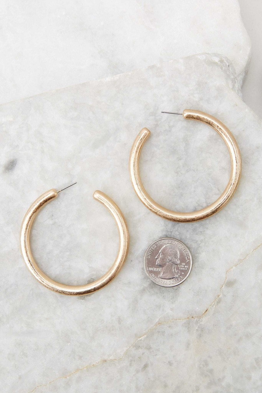 Jewelry Red Dress | Get To It Worn Hoop Earrings Gold