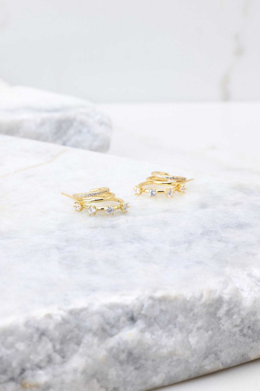 Jewelry Bracha | Classy Huggie Hoop Earrings Gold