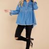 Clothing Red Dress Blouses & Shirts | Off The Edge Distressed Chambray Top Medium Wash